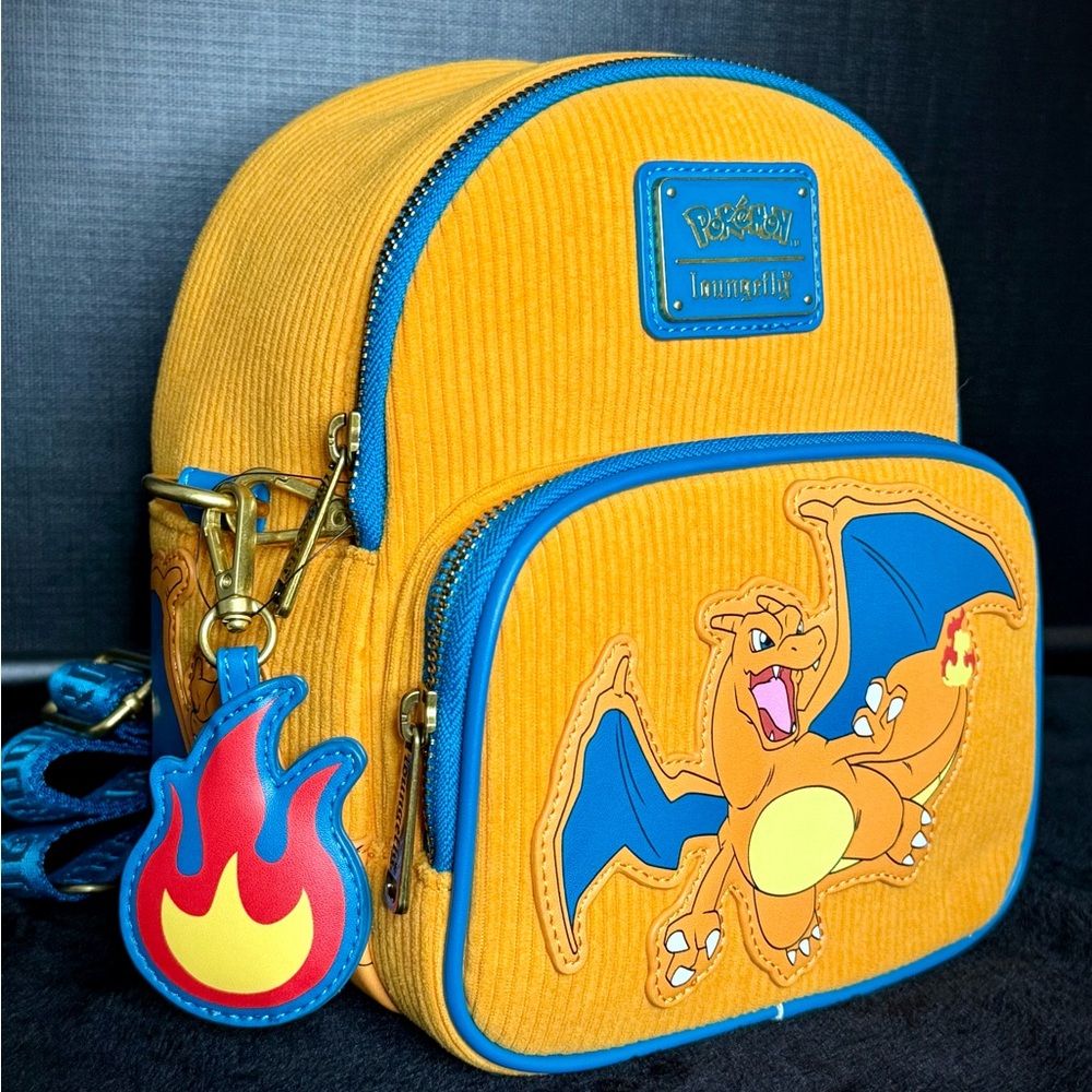 LOUNGEFLY Pokemon Charizard Corduroy Convertible Mini Backpack EE Exclusive
